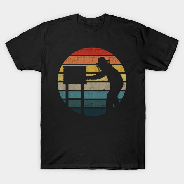 Beekeeper Silhouette On A Distressed Retro Sunset design T-Shirt by theodoros20
